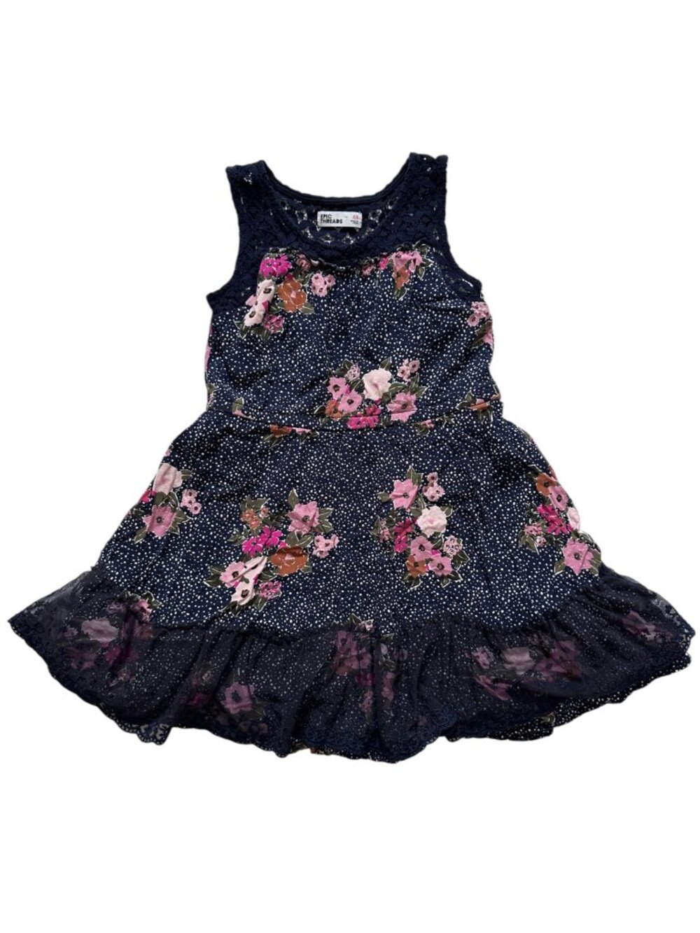 Epic Threads Girls Navy Floral Lace Dress Size 6X